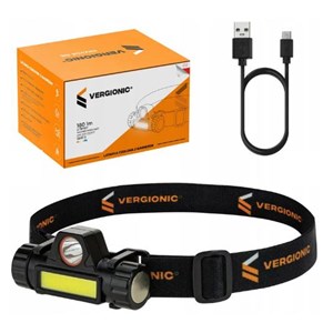 LAMPA CZOŁOWA COB LED Z MAGNESEM USB