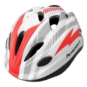 195022 Kask row.dziec.FUNNY biało/czerwony S/48-52